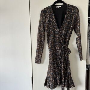 Ganni flower printed wrap dress